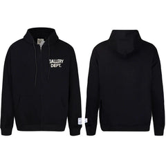Gallery Dept Solid Black White Logo Full Zip Up Hoodie