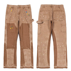 Gallery Dept. Paint Splatter Contrast Knee Patch Khaki Denim Jeans