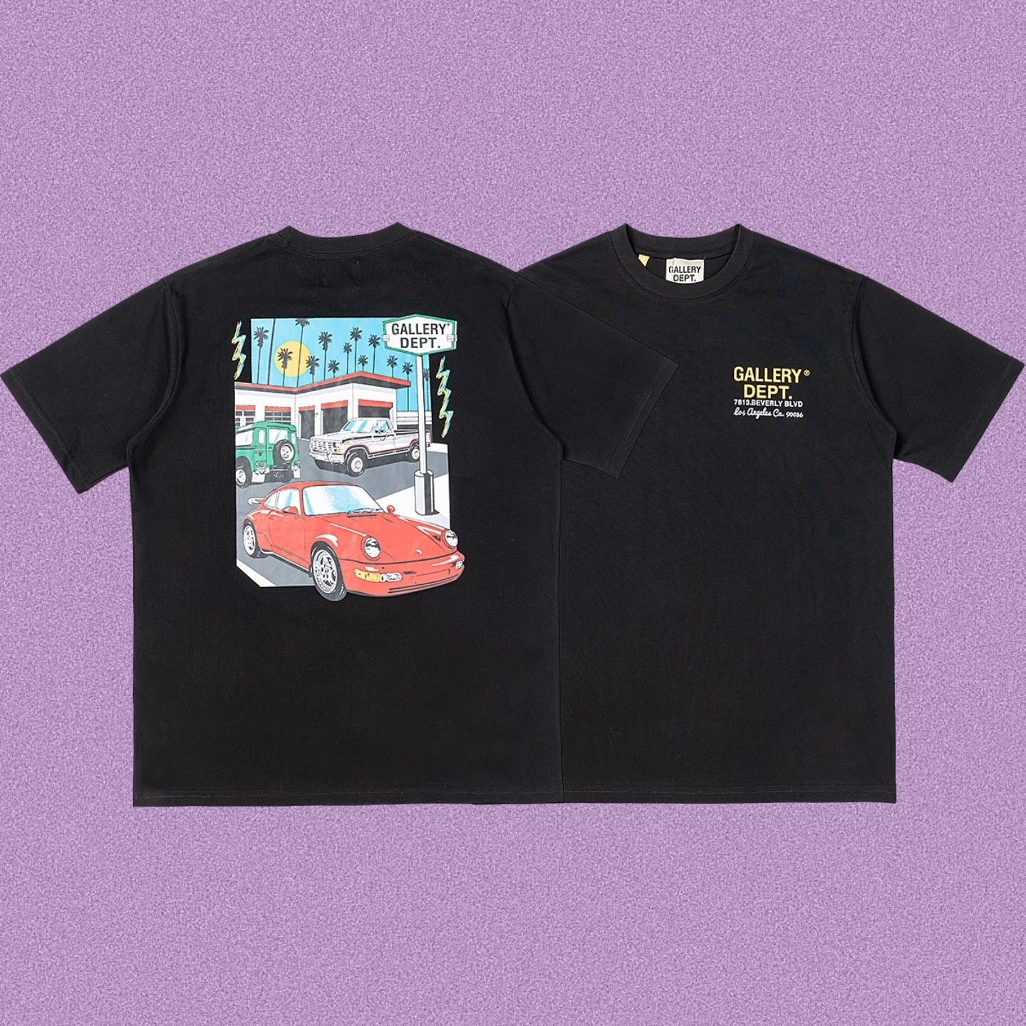 Gallery Dept. Street Scene Sports Car Short Sleeve T-Shirt - Black