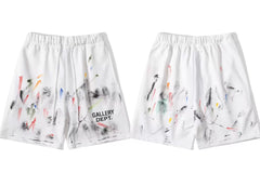 Gallery Dept. Heavy Paint Splatter & Logo French Terry Shorts - White