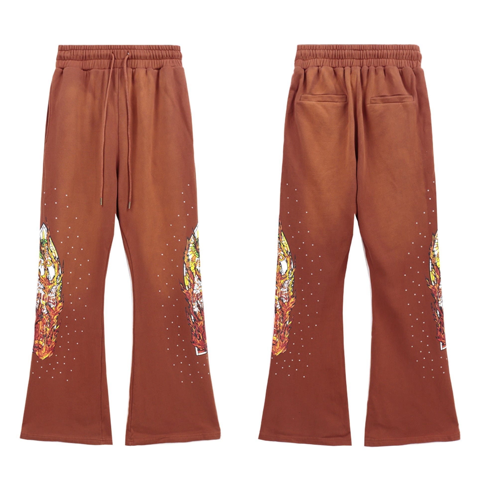 Who Decides War Flame Stained Glass Sweatpants - Brown/Copper Wash