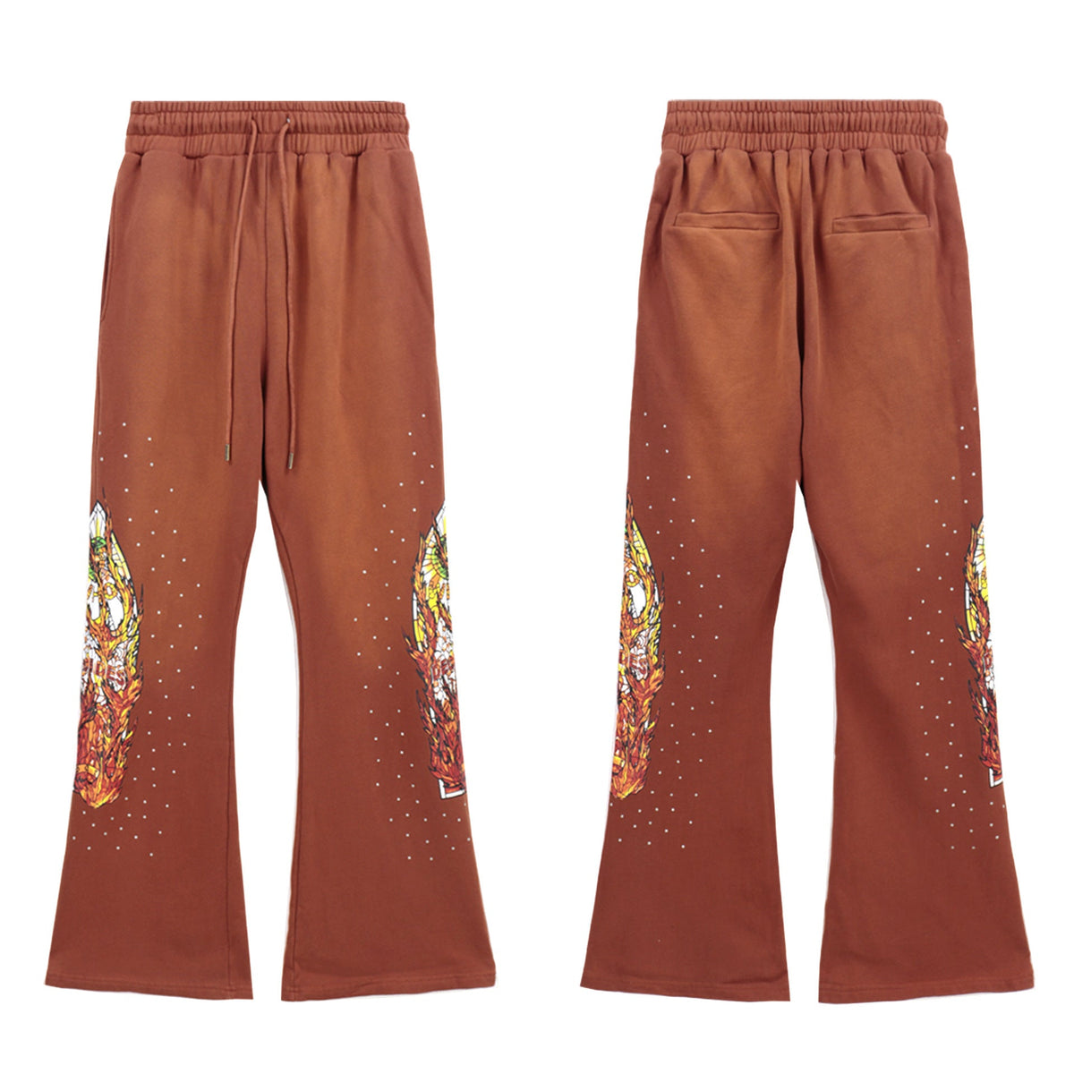 Who Decides War Flame Stained Glass Sweatpants - Brown/Copper Wash