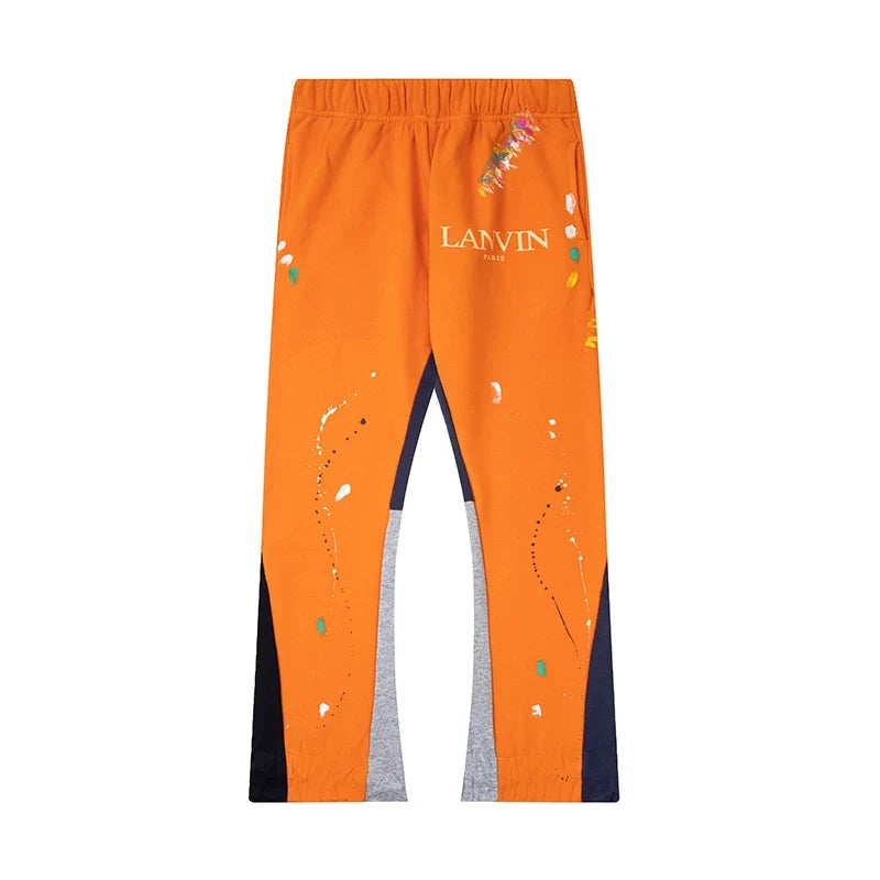 Gallery Dept. x Lanvin Paint Splatter Contrast Panel Sweatpants - Orange