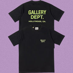 Gallery Dept. Hollywood Logo Short Sleeve T-Shirt - Black/Neon Green