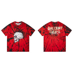 Gallery Dept. Sunburst Tie-Dye Skull Short Sleeve T-Shirt - Red/Black