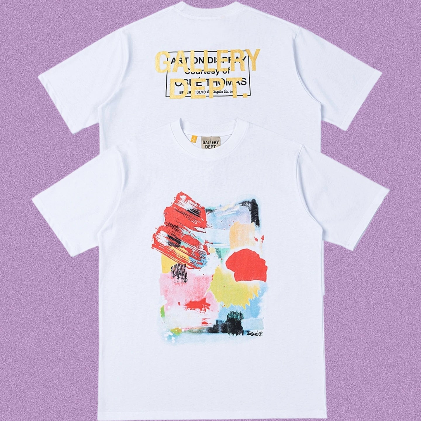 Gallery Dept. Abstract Art Collage Short Sleeve T-Shirt - White