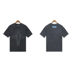 Who Decides War Winged Anatomy Graphic T-Shirt - Washed Black/White