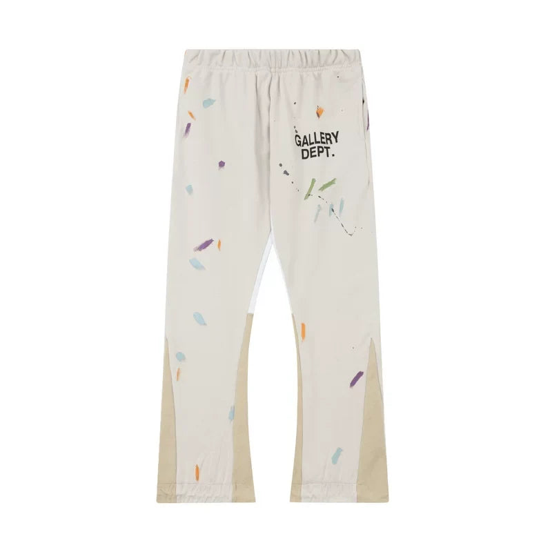 Gallery Dept. Paint Splatter Contrast Panel Sweatpants - Off-White / Cream