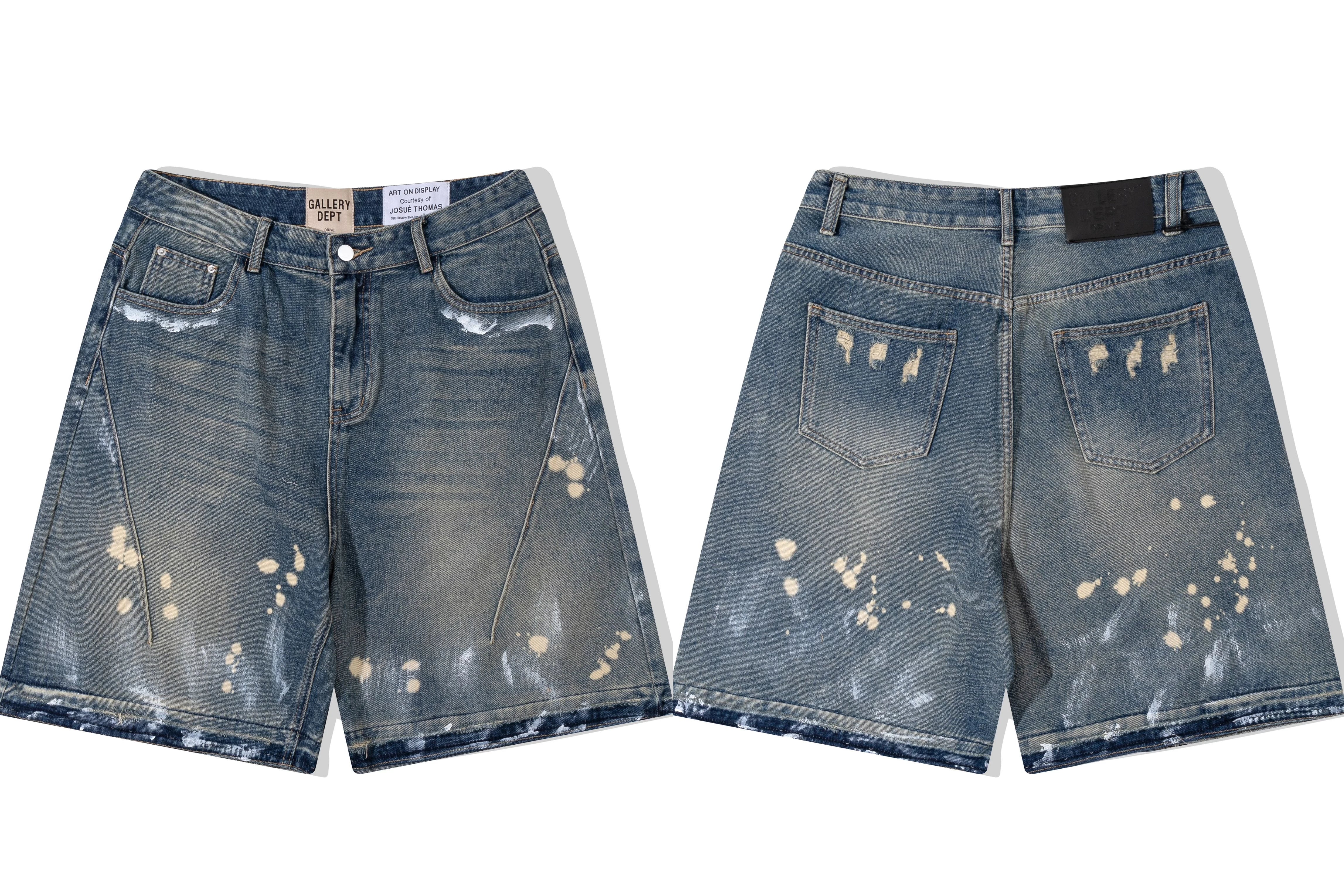 Gallery Dept. Vintage Paint Splatter Denim Shorts - Dark Blue