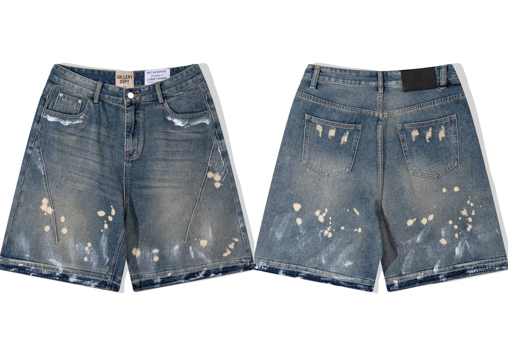 Gallery Dept. Vintage Paint Splatter Denim Shorts - Dark Blue