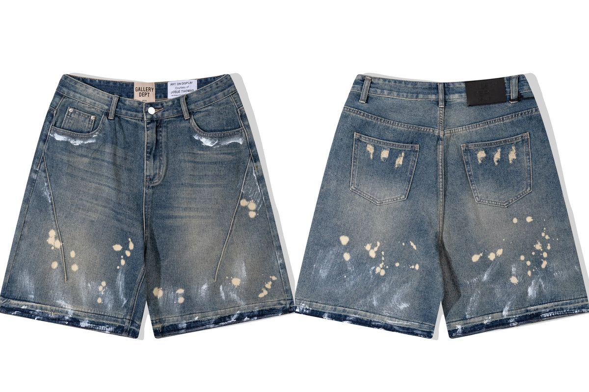 Gallery Dept. Vintage Paint Splatter Denim Shorts - Dark Blue