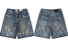 Gallery Dept. Vintage Paint Splatter Denim Shorts - Dark Blue