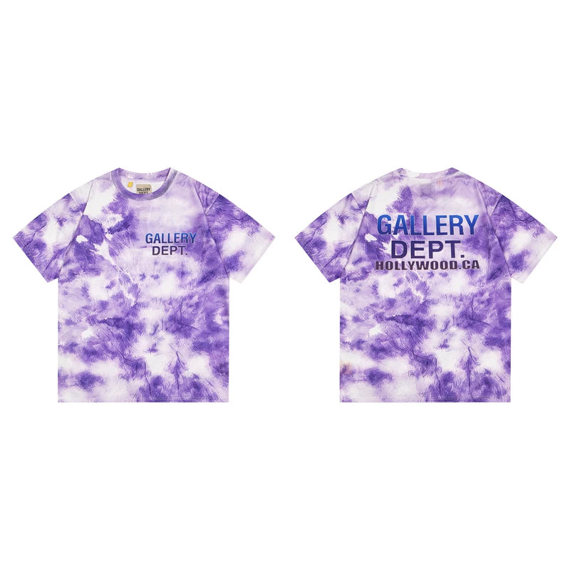 Gallery Dept. Marble Tie-Dye Hollywood Logo Short Sleeve T-Shirt - Purple