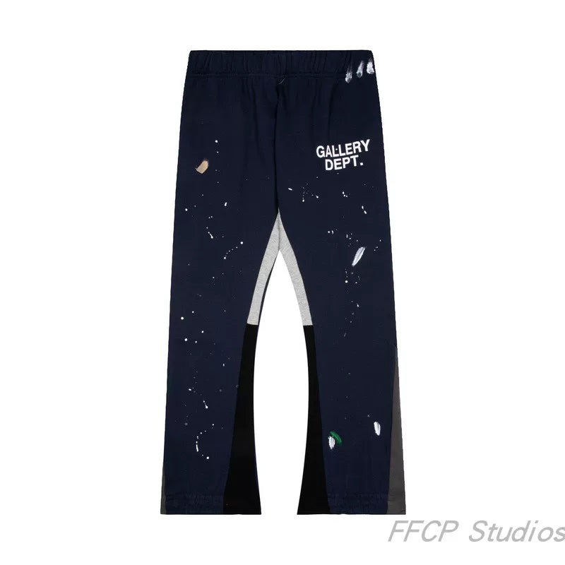 Gallery Dept. Paint Splatter Contrast Panel Sweatpants - Navy Blue