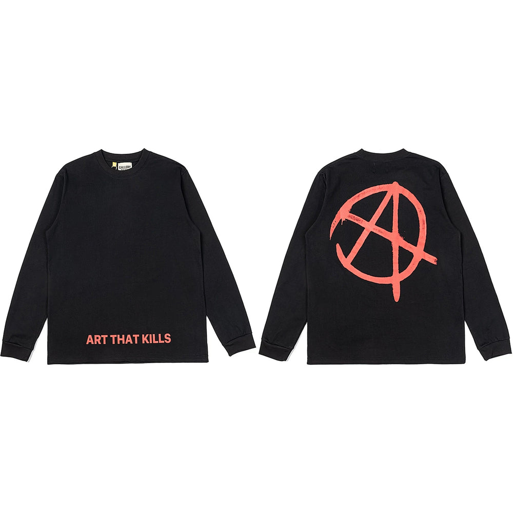 Gallery Dept. Anarchy Symbol & Art That Kills Long Sleeve T-Shirt - Black/Red