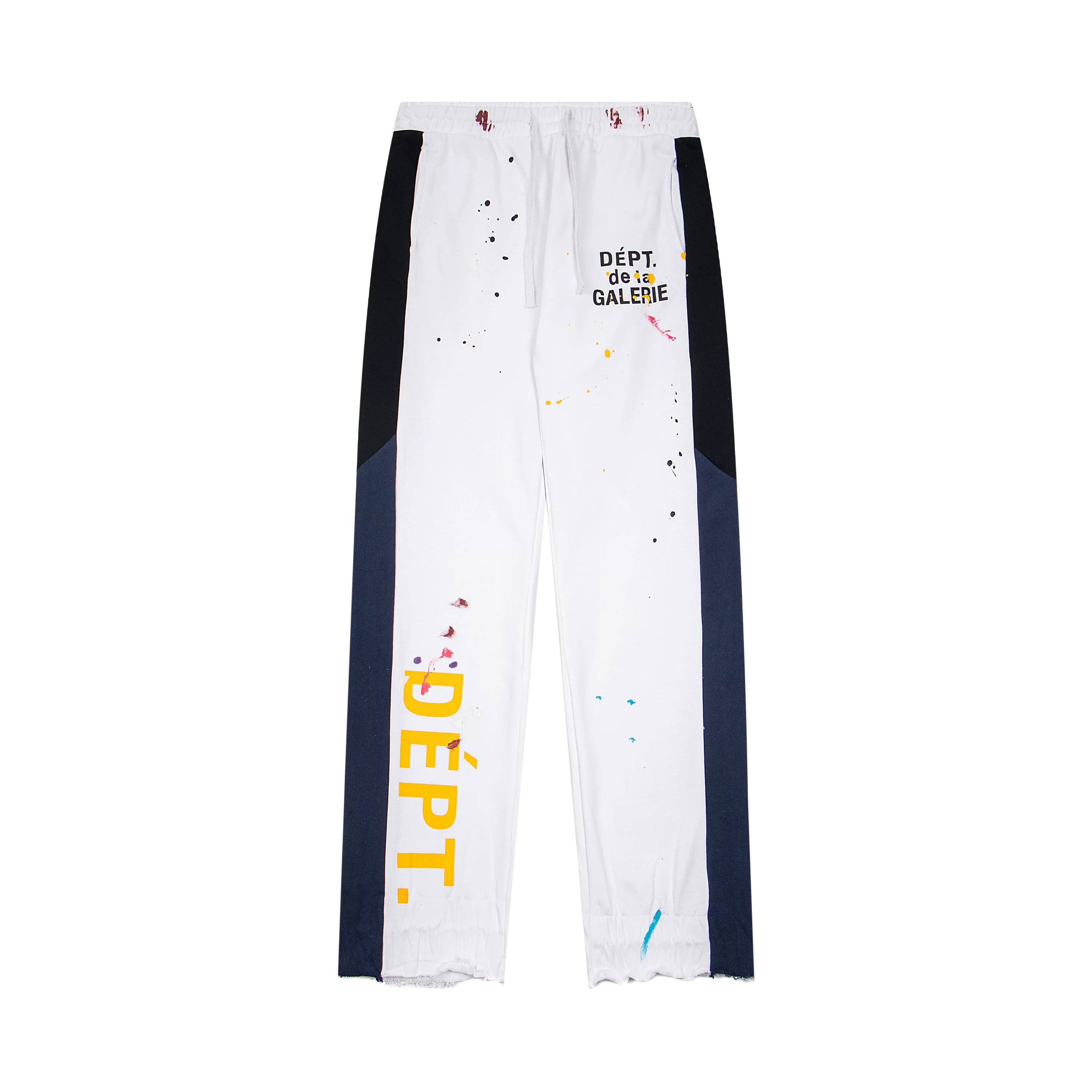 Gallery Dept. "DEPT." Vertical Logo Paint Splatter Contrast Panel Sweatpants - White