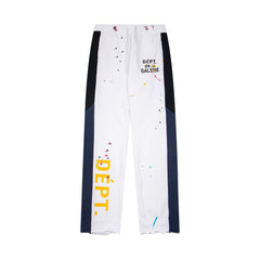 Gallery Dept. "DEPT." Vertical Logo Paint Splatter Contrast Panel Sweatpants - White