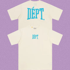 Gallery Dept. Arch Logo Short Sleeve T-Shirt - Cream/Cyan