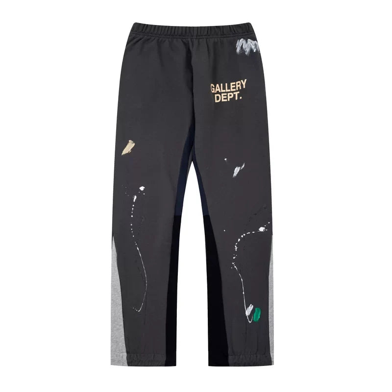 Gallery Dept. Paint Splatter Contrast Panel Sweatpants - Charcoal Black