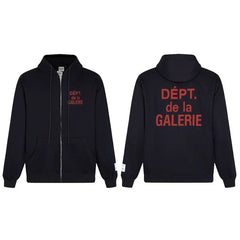 Gallery Dept. "Dépt. de la Galerie" Zip Hoodie – Red French Print, Oversized Fit