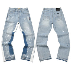 Gallery Dept. Contrast Side Panel & Paint Splatter Light Wash Denim Jeans