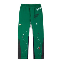 Gallery Dept. Paint Splatter Contrast Panel Sweatpants - Forest Green