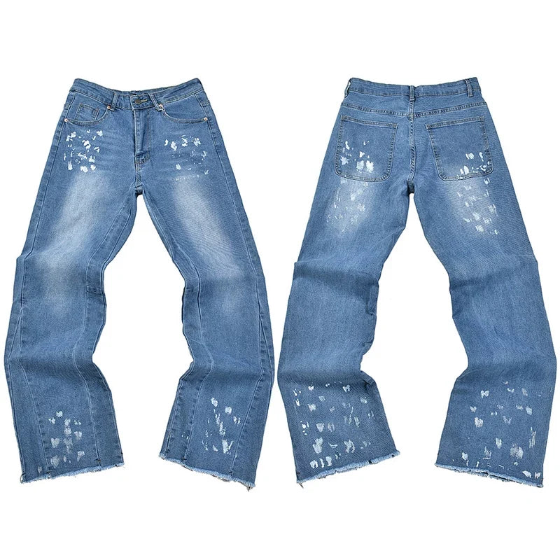 Gallery Dept. Cross Print Light Wash Denim Jeans