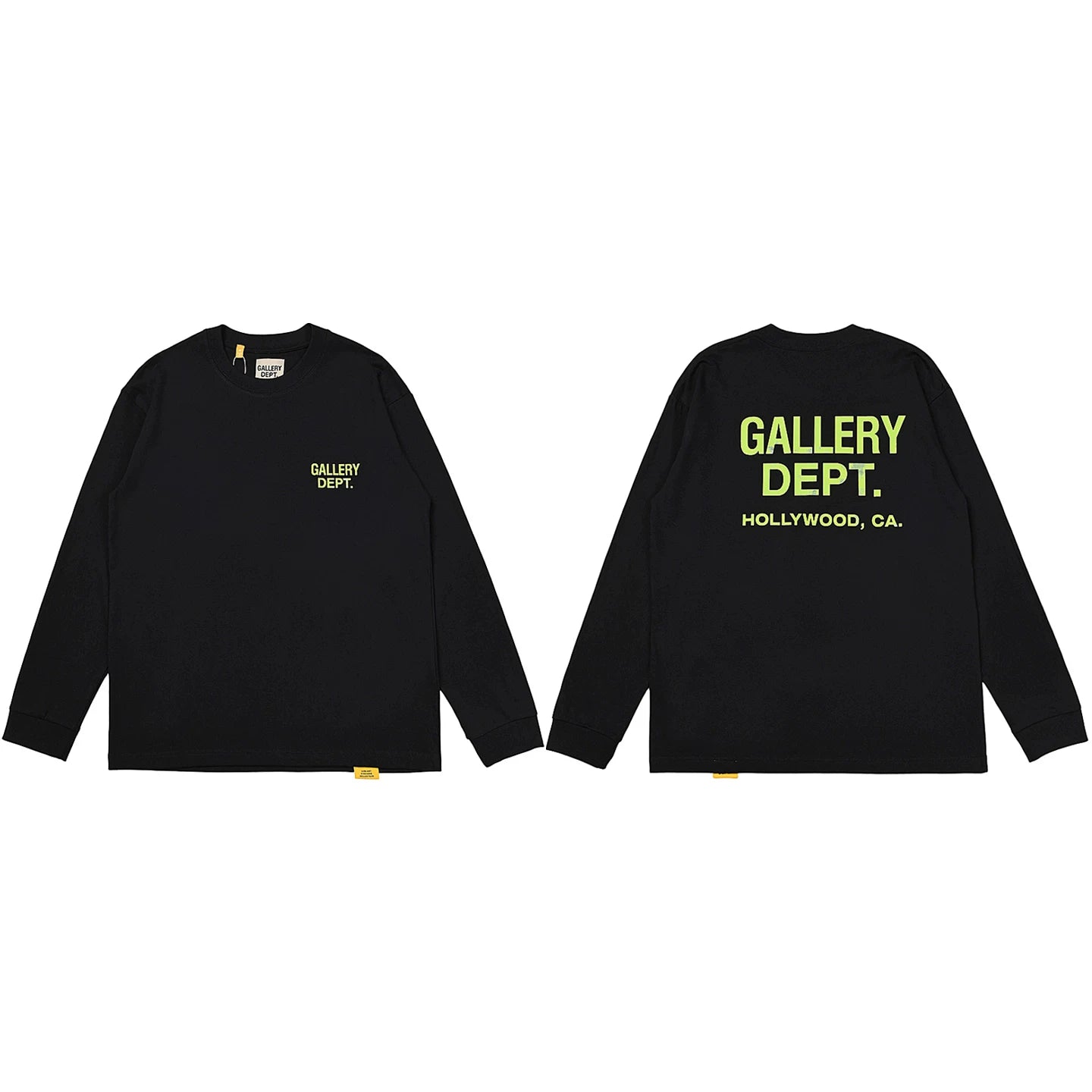 Gallery Dept. Hollywood Logo Long Sleeve T-Shirt - Black/Neon Yellow