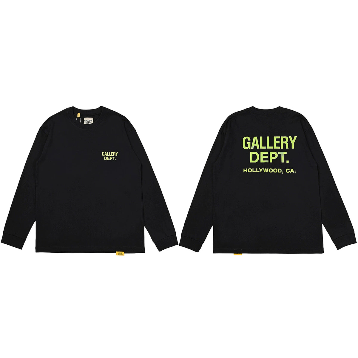 Gallery Dept. Hollywood Logo Long Sleeve T-Shirt - Black/Neon Yellow