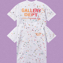 Gallery Dept. Paint Splatter Gradient Logo Short Sleeve T-Shirt - White
