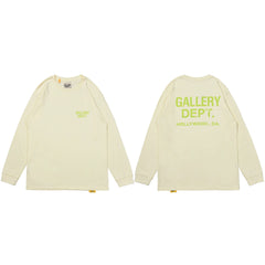 Gallery Dept. Hollywood Logo Long Sleeve T-Shirt - Cream/Neon Yellow