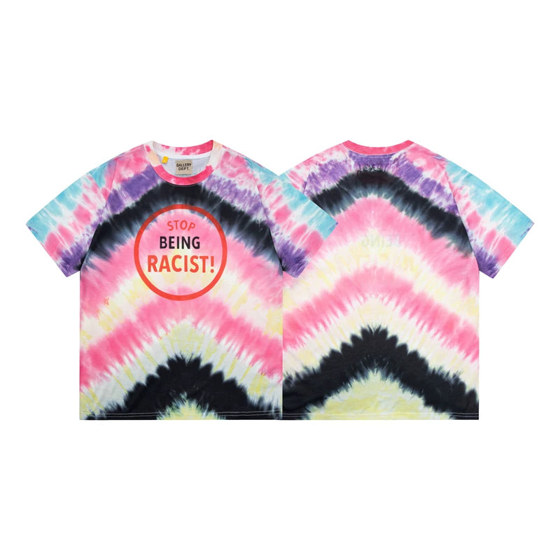 Gallery Dept. Tie-Dye Stop Being Racist Short Sleeve T-Shirt - Multi