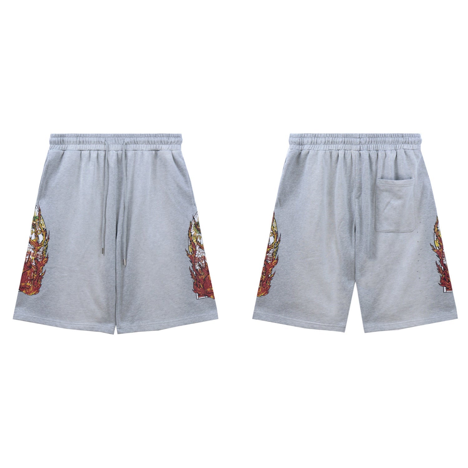 Who Decides War Flame Stained Glass Shorts - Light Grey/Silver