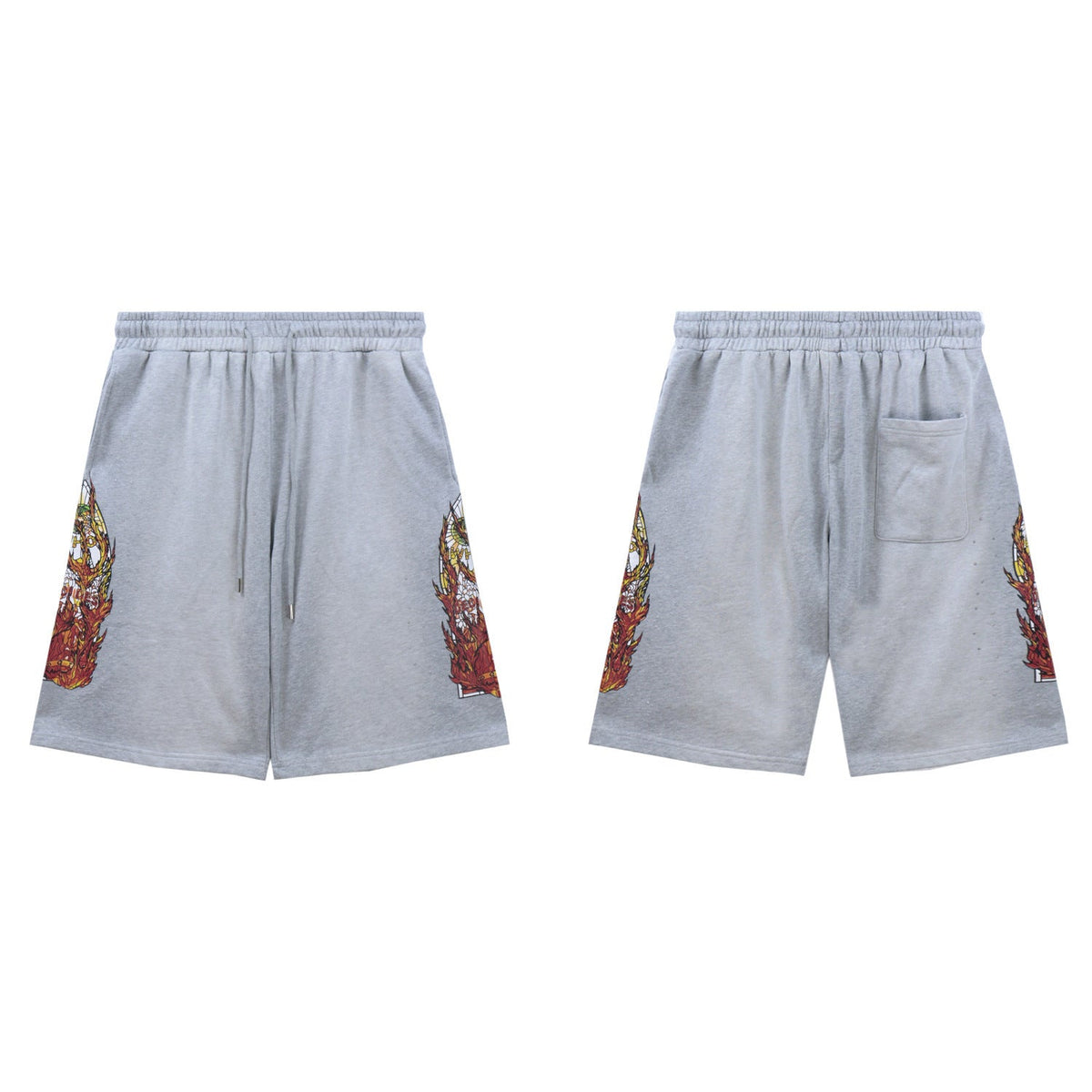 Who Decides War Flame Stained Glass Shorts - Light Grey/Silver