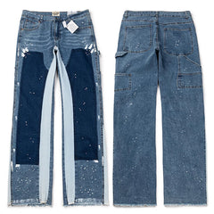 Gallery Dept. Contrast Knee Patch & Paint Splatter Blue Denim Jeans