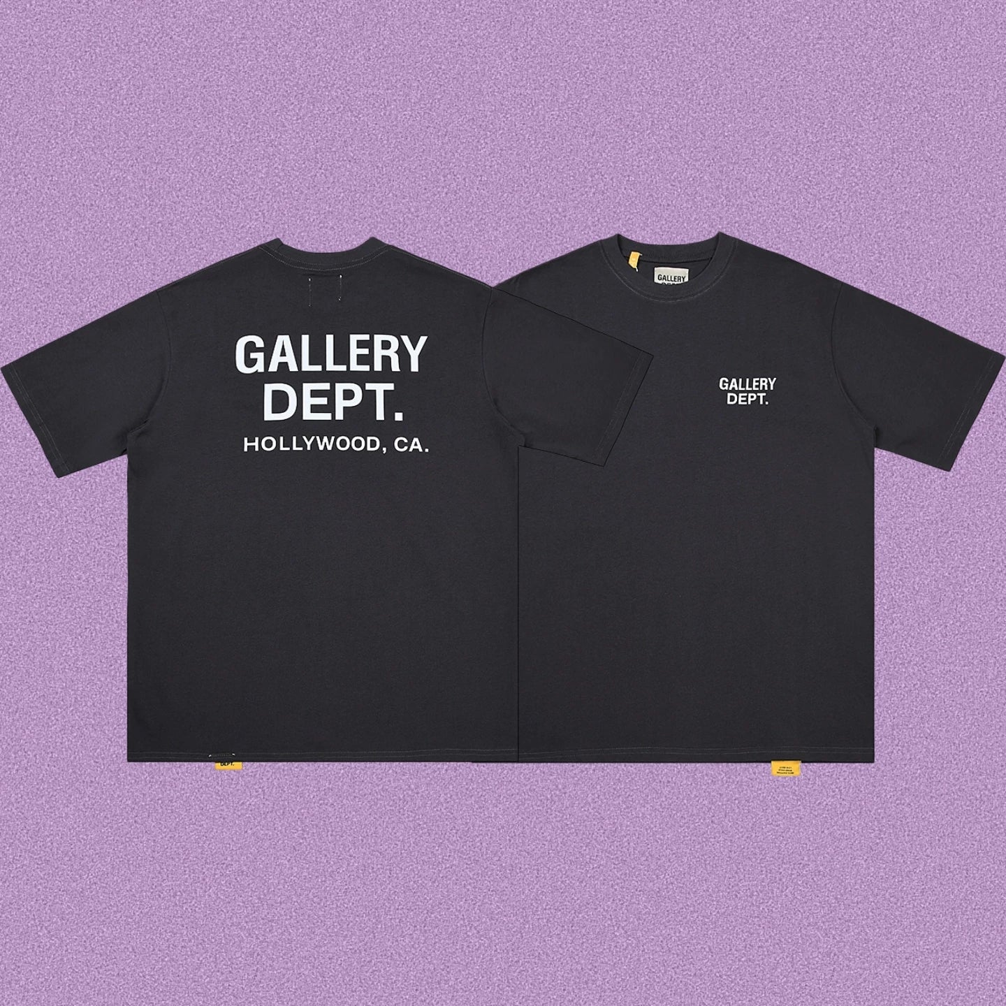 Gallery Dept. Hollywood Logo Short Sleeve T-Shirt - Dark Charcoal/White