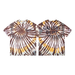 Gallery Dept. Sunburst Tie-Dye Tokyo Logo Short Sleeve T-Shirt - Brown/Yellow/White