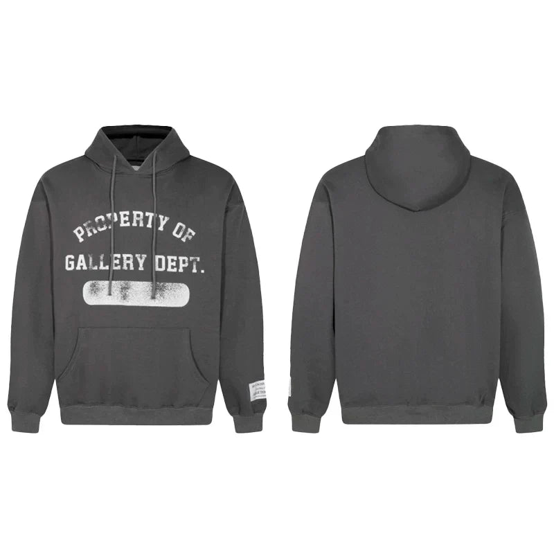 Gallery Dept. Charcoal Hoodie – “PROPERTY OF” Distressed Print