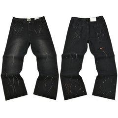 Gallery Dept. Spray Stripe & Paint Splatter Washed Black Denim Jeans
