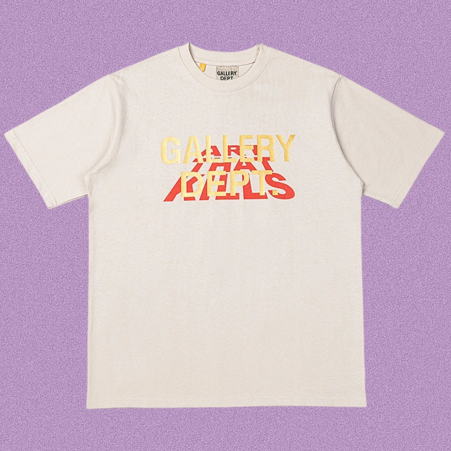 Gallery Dept. Layered Typography Short Sleeve T-Shirt - Cream/Red-Yellow