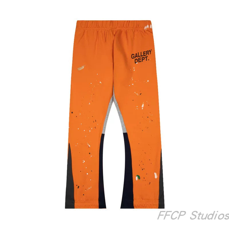 Gallery Dept. Paint Splatter Contrast Panel Sweatpants - Orange