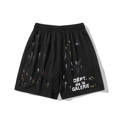 Gallery Dept. Mesh Paint Splatter Athletic Shorts - Black