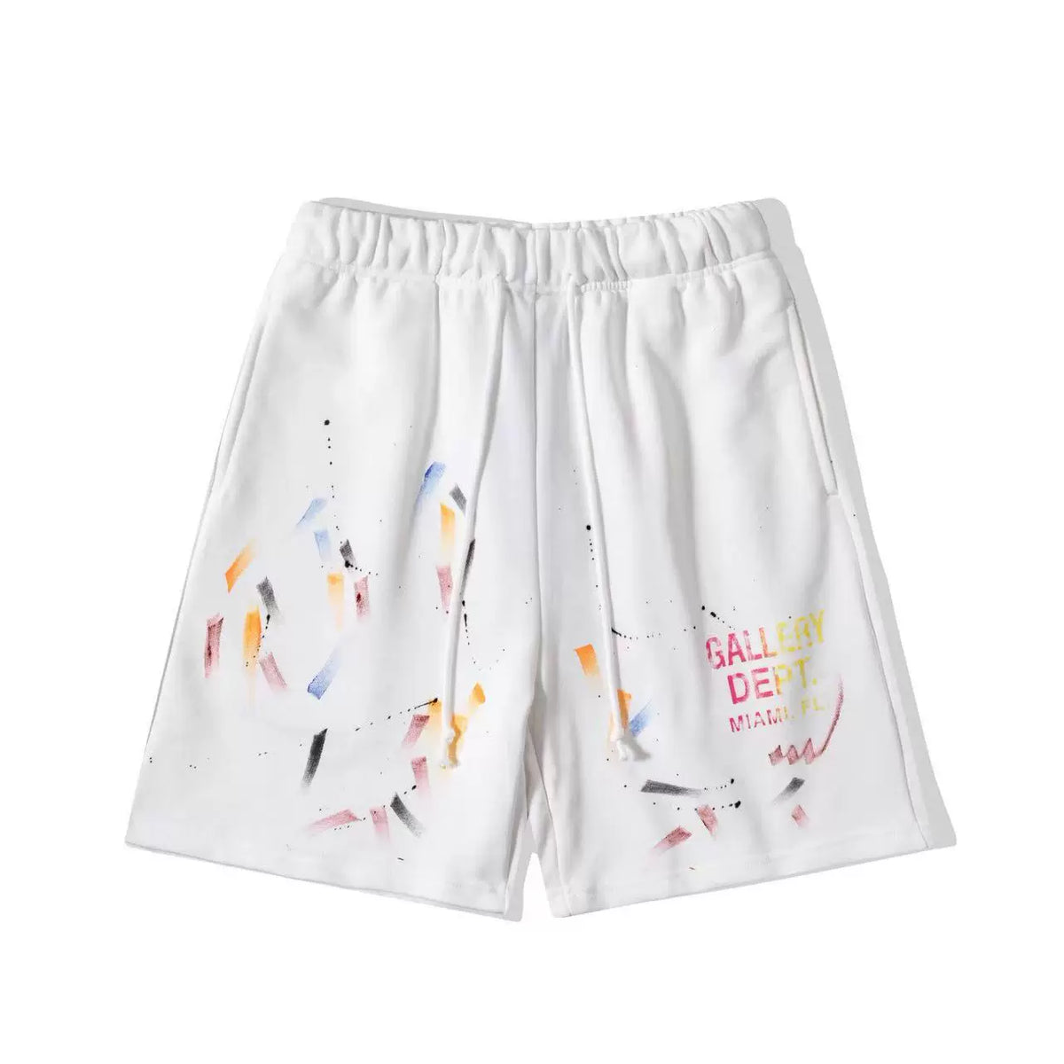 Gallery Dept. Paint Splatter & Miami Logo French Terry Shorts - White