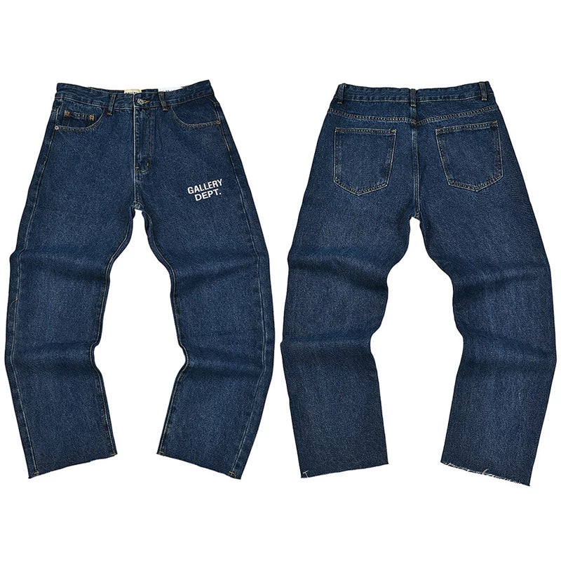 Gallery Dept. Logo Print Dark Blue Denim Jeans
