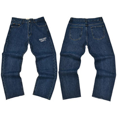 Gallery Dept. Logo Print Dark Blue Denim Jeans