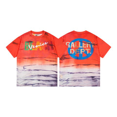 Gallery Dept. Tie-Dye Venice Peace Sign Short Sleeve T-Shirt - Red/White