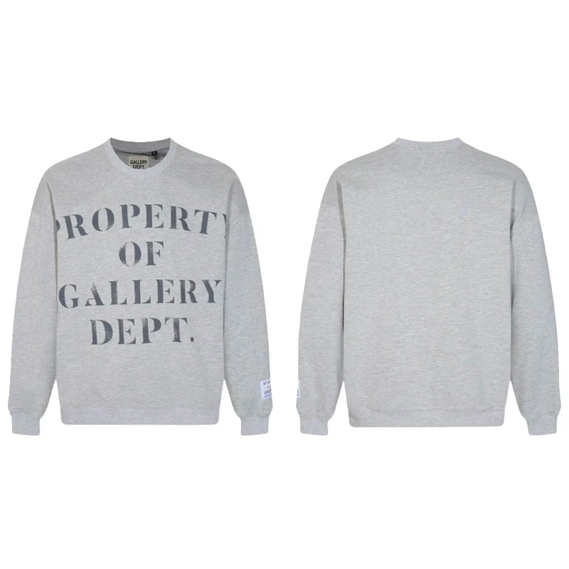 Gallery Dept. Heather Grey Crewneck – “Property Of” Stacked Print