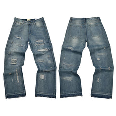 Gallery Dept. Paint Splatter & Logo Distressed Charcoal Denim Jeans
