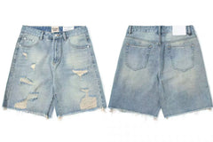 Gallery Dept. Distressed Raw-Edge Denim Shorts - Light Blue