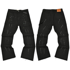 Gallery Dept. Spray Stripe & Paint Splatter Black Cargo Pants